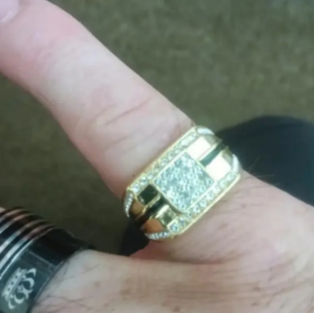 Gold and Black Men's Ring Sz 7